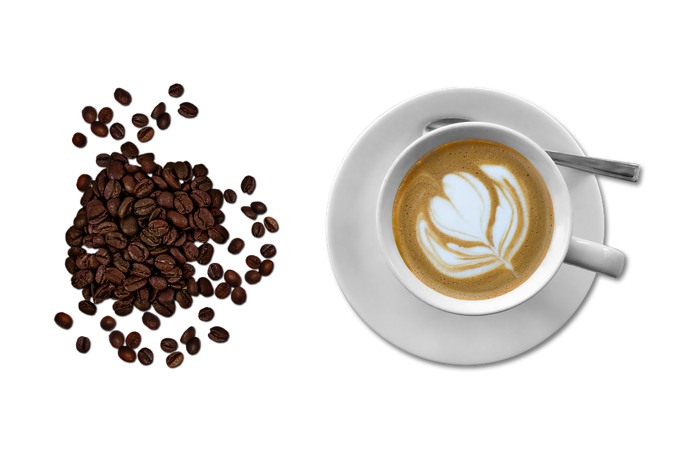 Latte Art Coffeeand Beans PNG