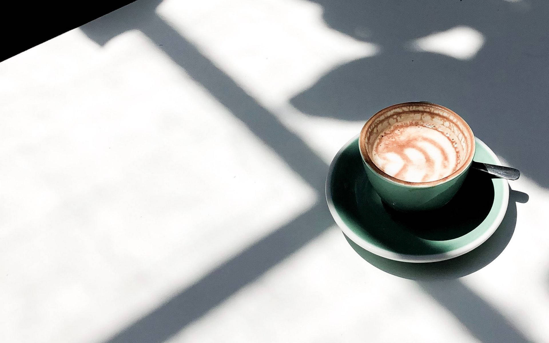 Latte Under The Sunny Morning Glory Background