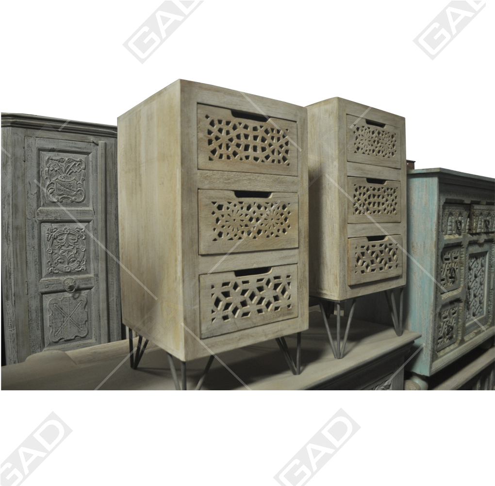 Lattice Design Wooden Cabinets PNG