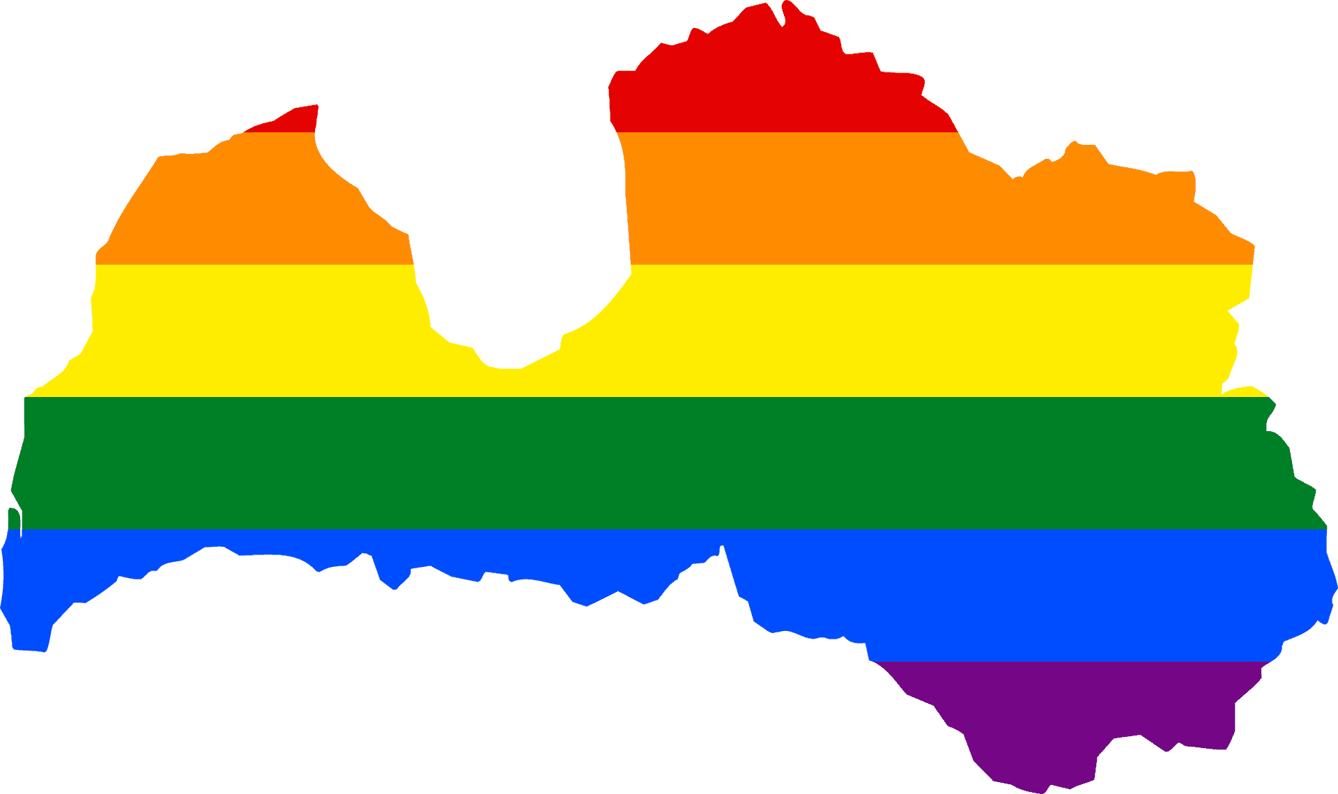 Latvia Outline Rainbow Colors PNG