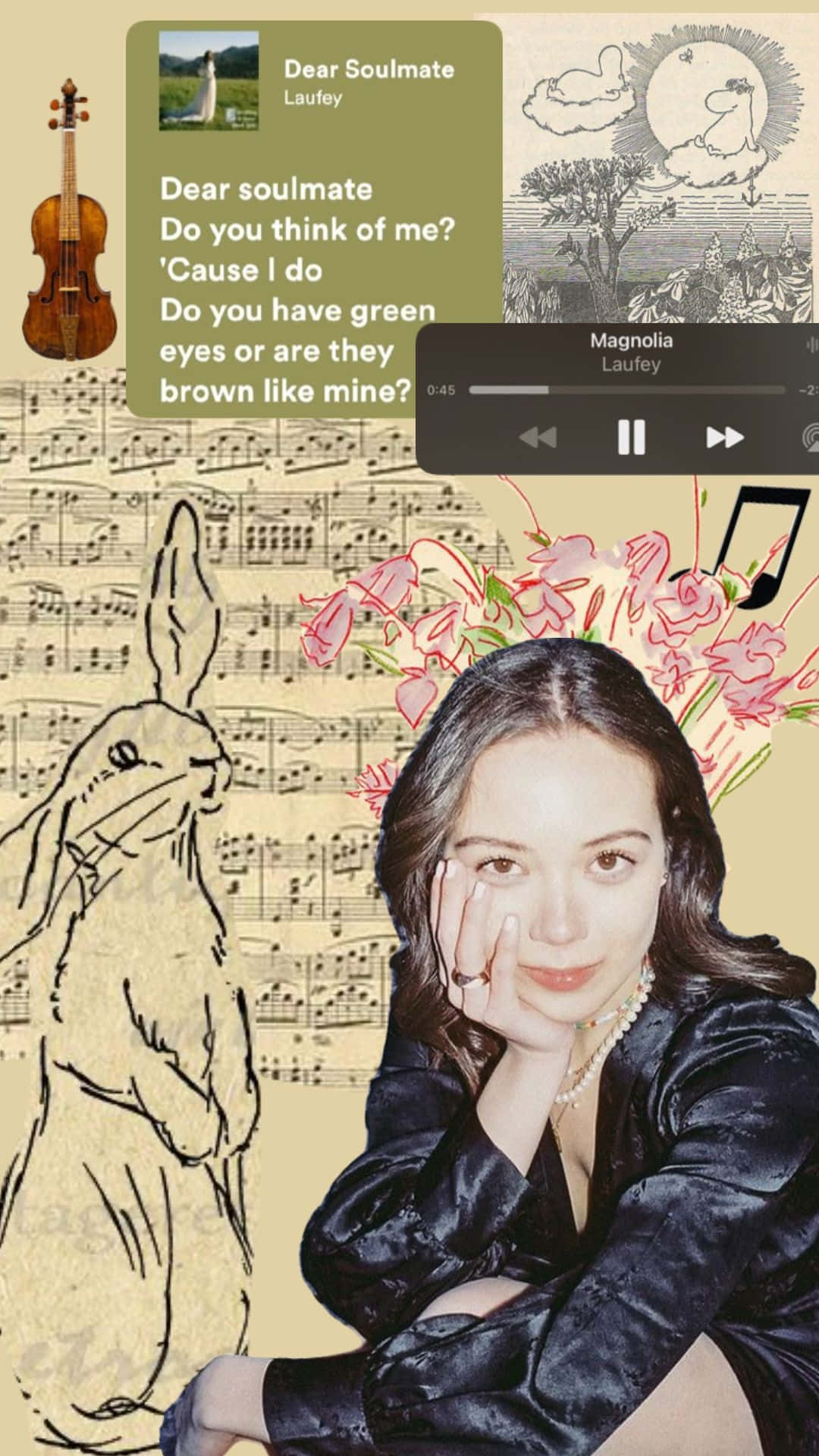 Laufey Music Collage Artistic Composition Wallpaper
