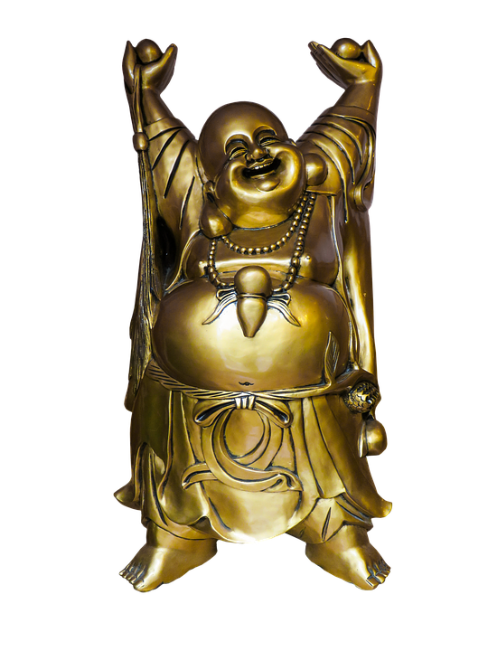 Laughing Buddha Statue Joyful Pose PNG