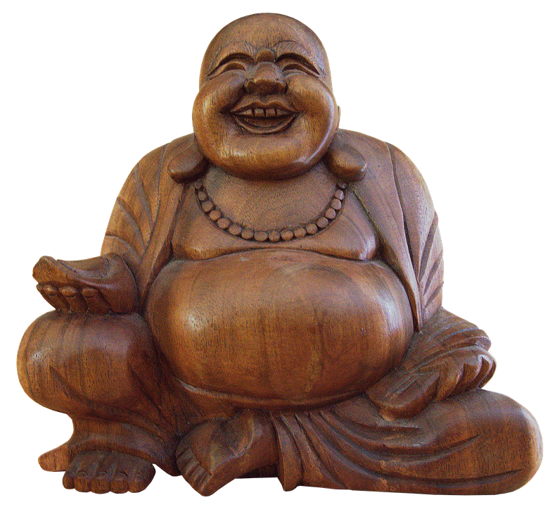 Download Laughing Buddha Wooden Sculpture | Wallpapers.com