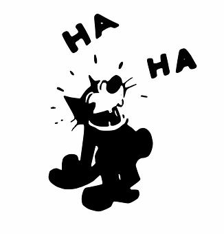 Laughing Cartoon Cat Illustration PNG