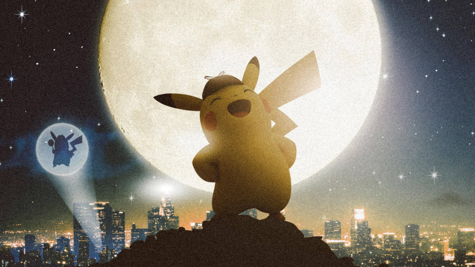 Laughing Detective Pikachu Poster Wallpaper