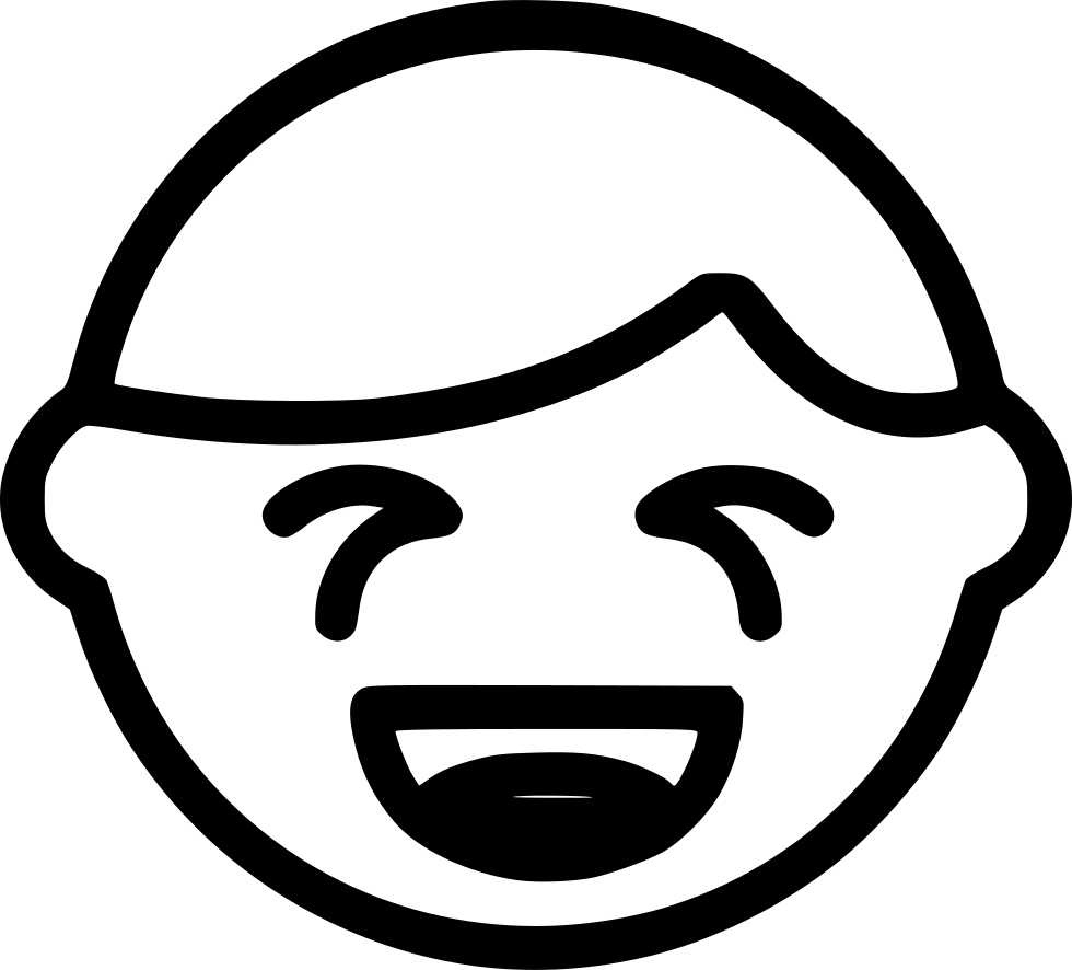 Laughing Face Emoji Line Art PNG
