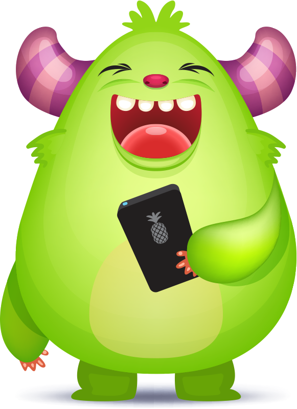 Laughing Monsterwith Phone PNG