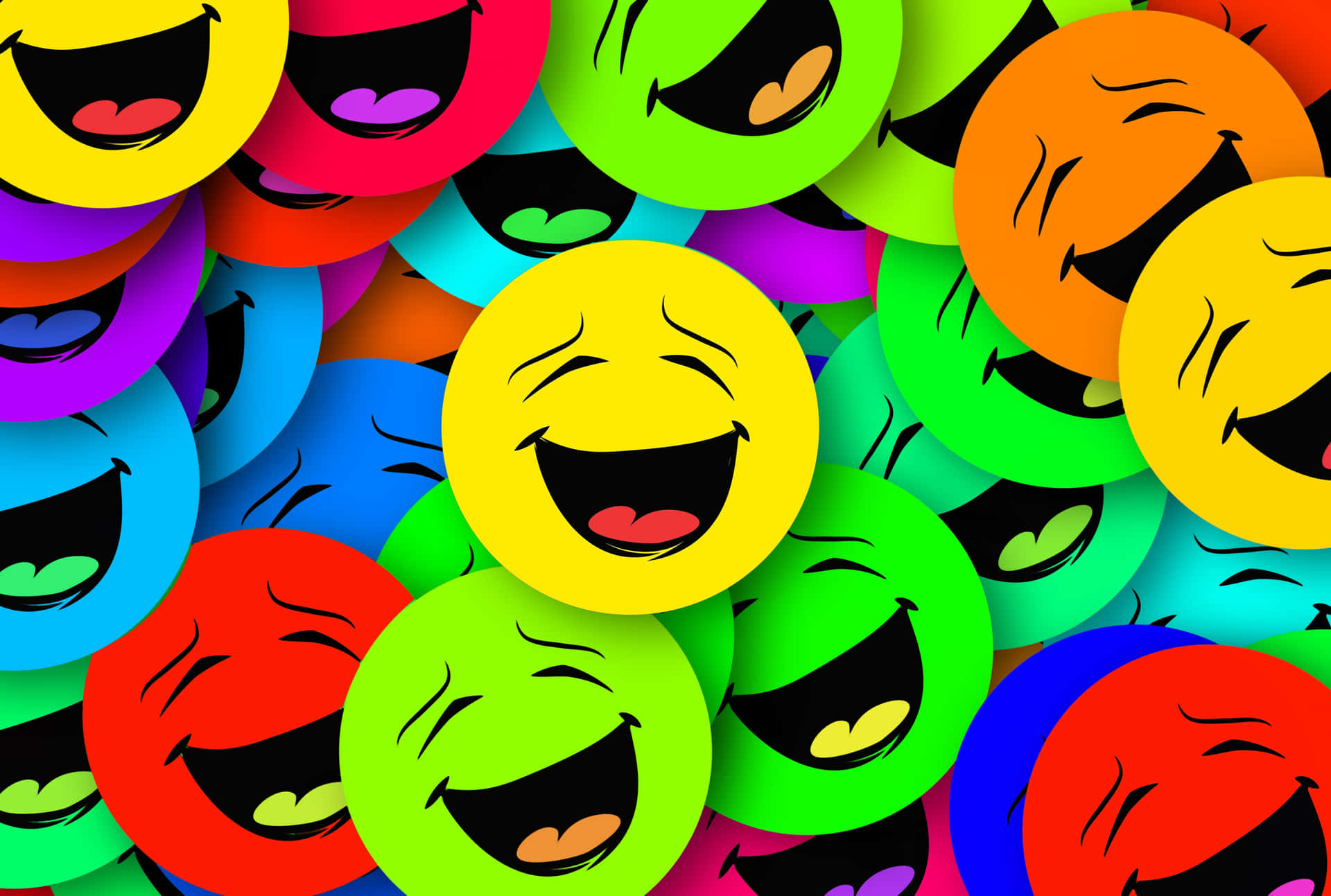 A Colorful Group Of Smiling Emoticons