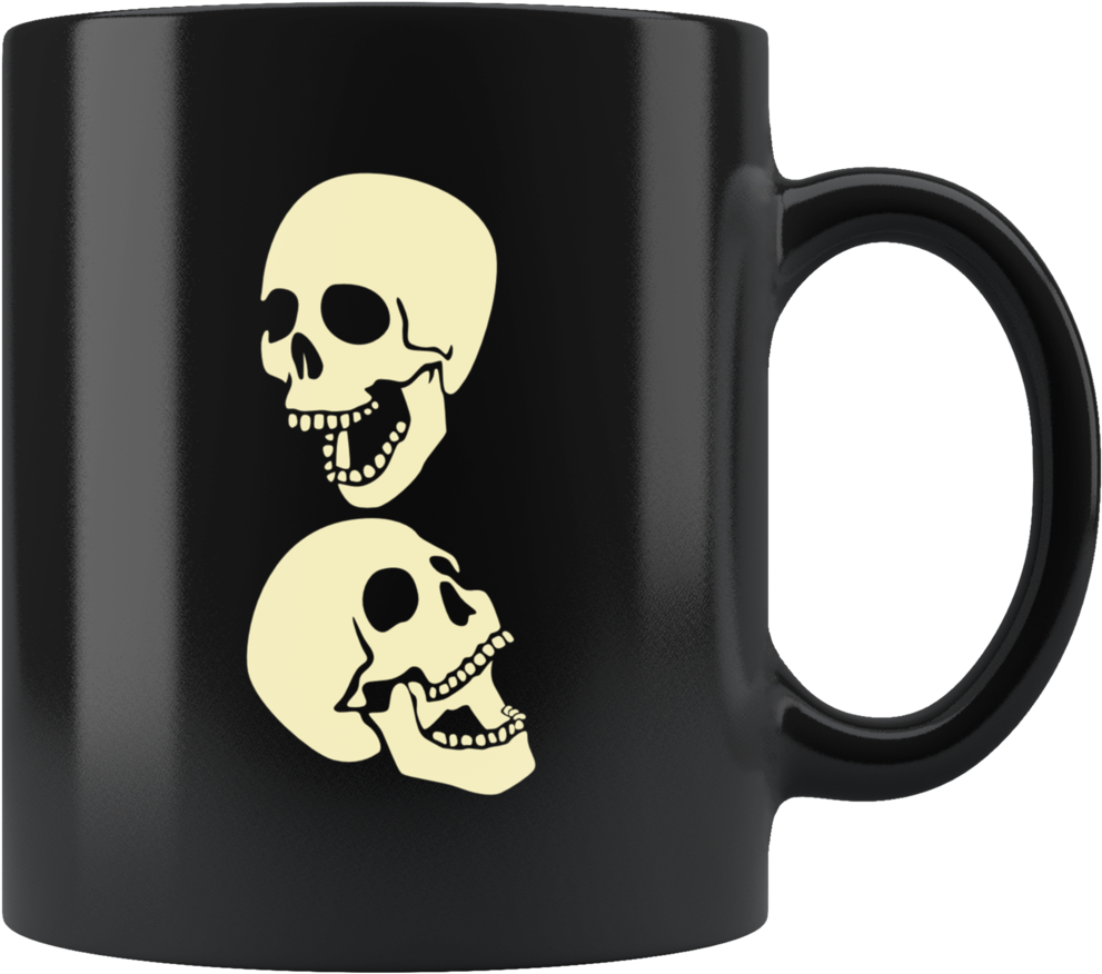 Laughing Skulls Black Mug PNG