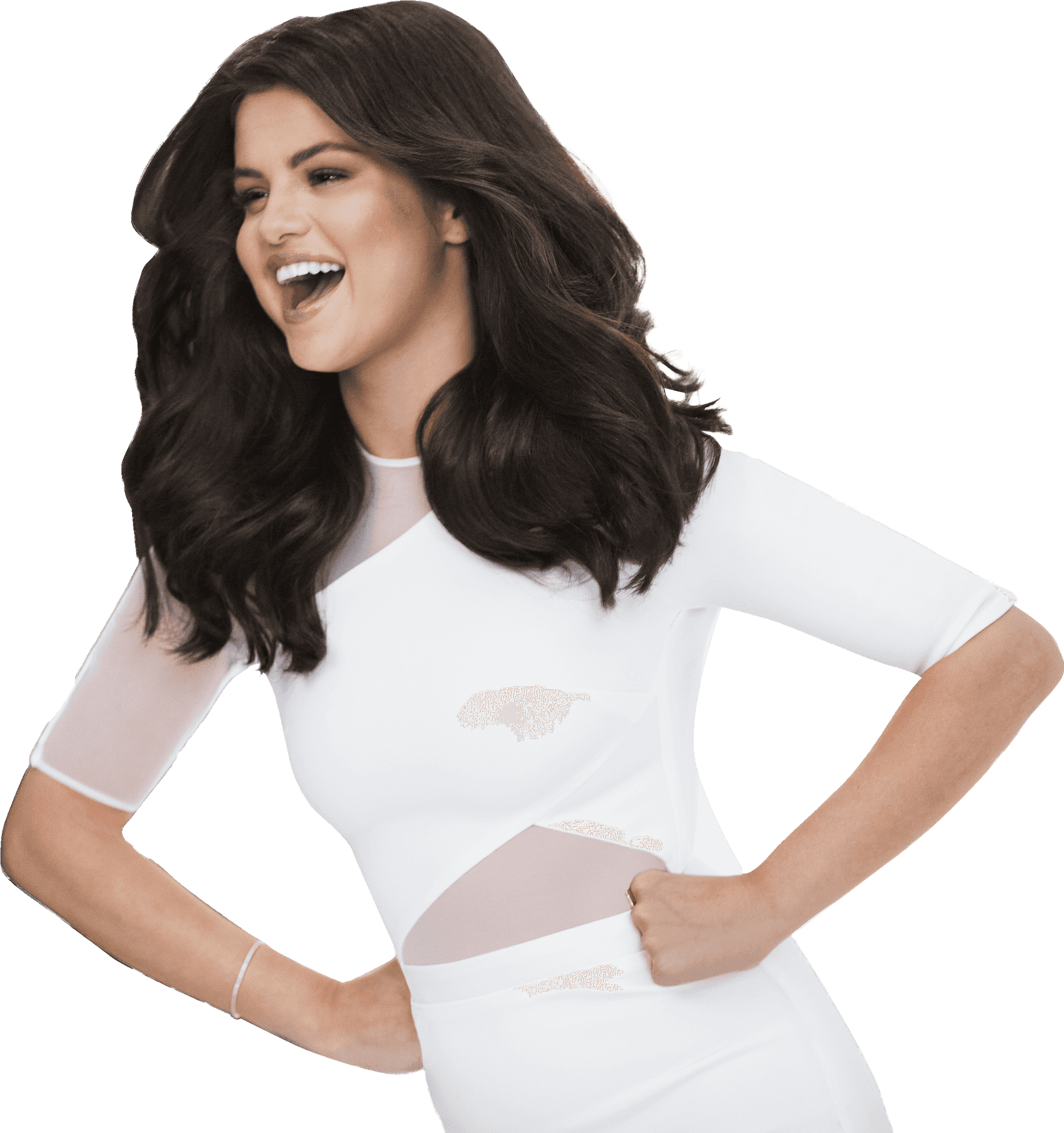 Laughing Womanin White Dress PNG
