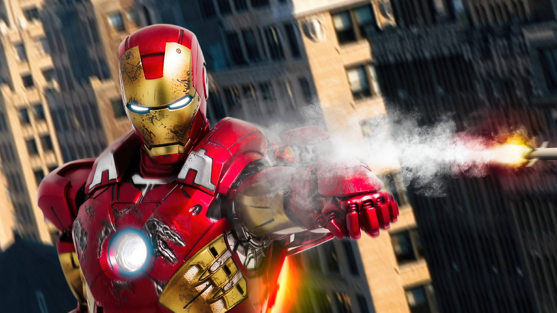 Attlansera Missile Iron Man Superhero Som Dator- Eller Mobilbakgrund. Wallpaper