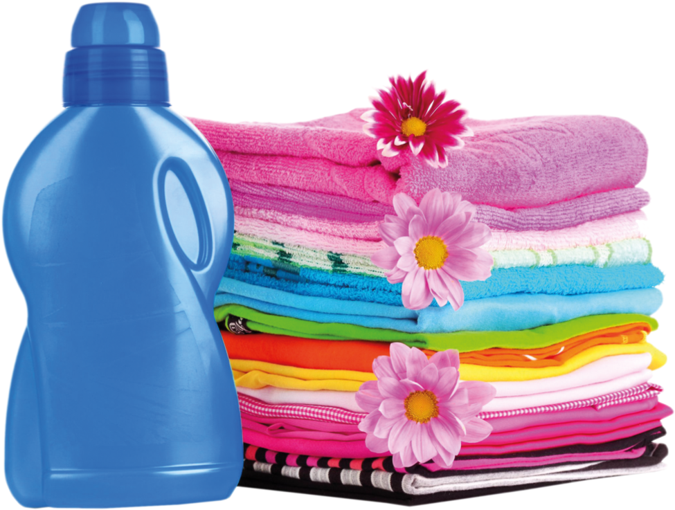 Laundry Detergentand Colorful Towels PNG