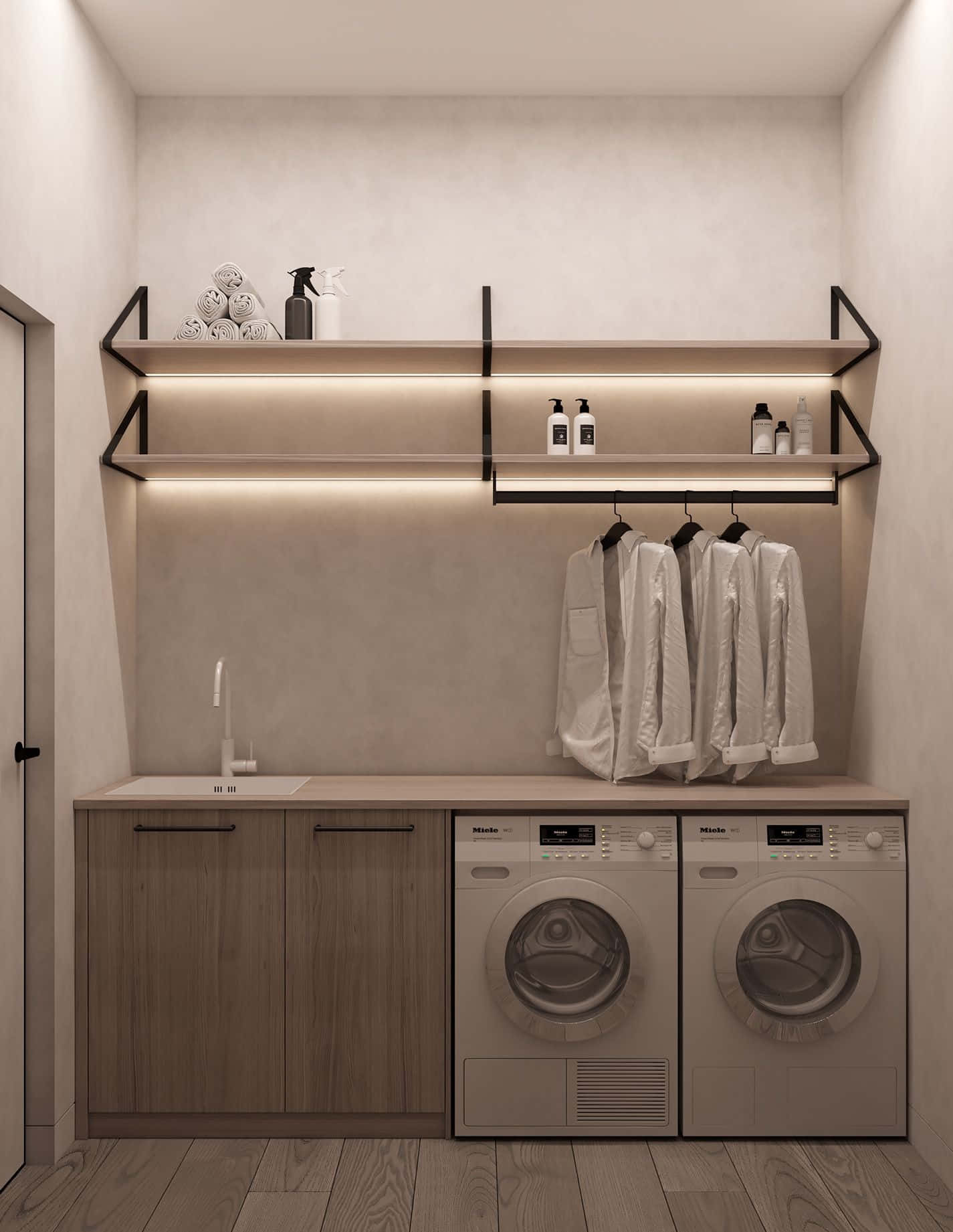 Modern and Bright Laundry Room Interior