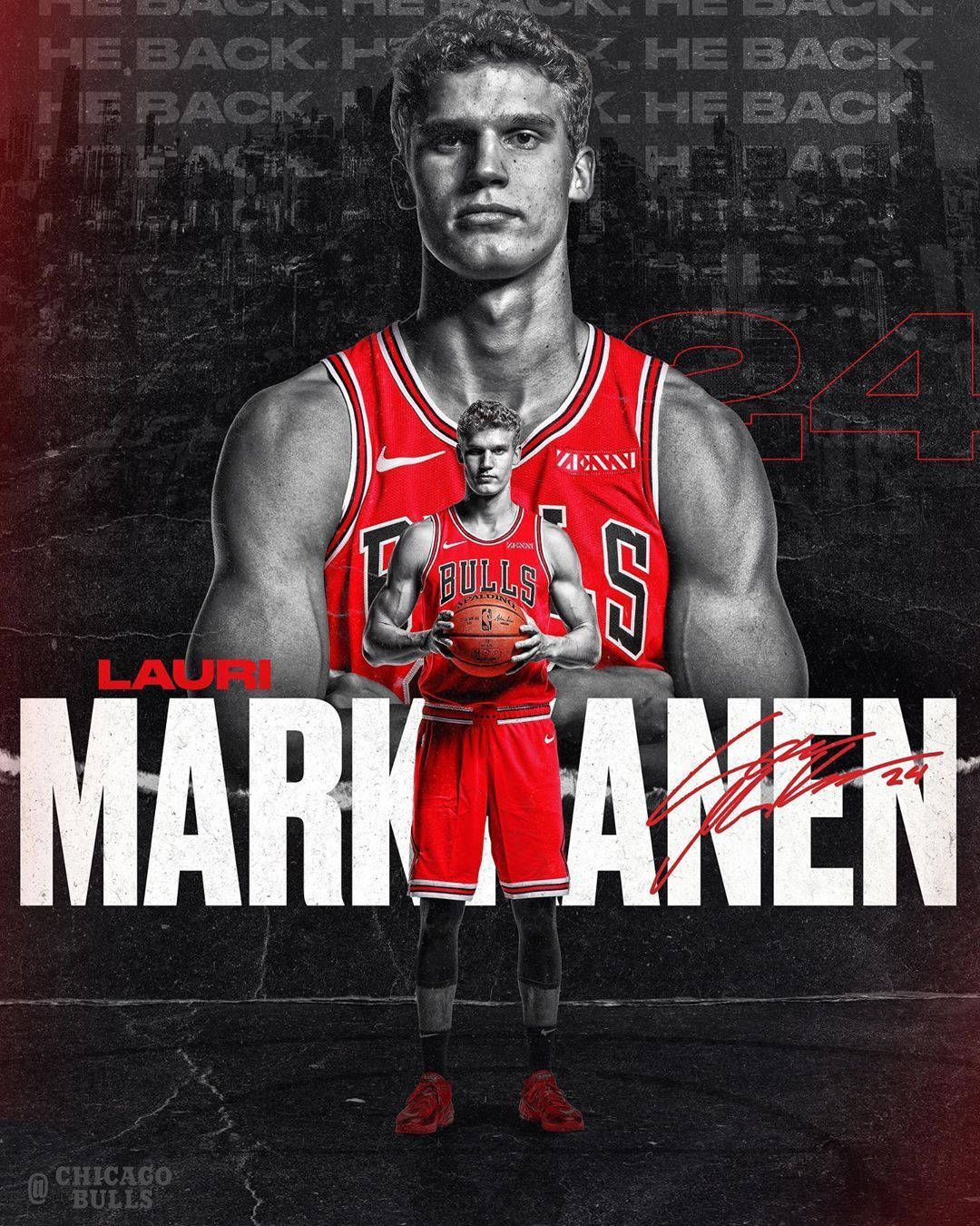Laurimarkkanen-affisch För Chicago Bulls-spelare Wallpaper