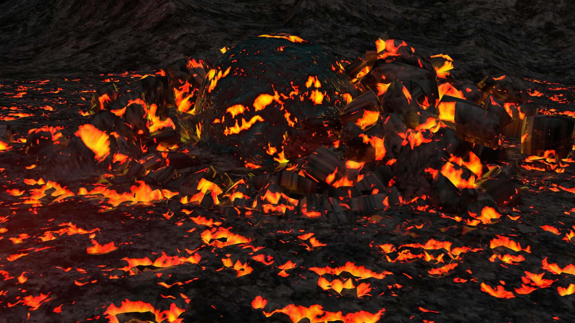 A Hot Lava Flow Moving in Slow Motion