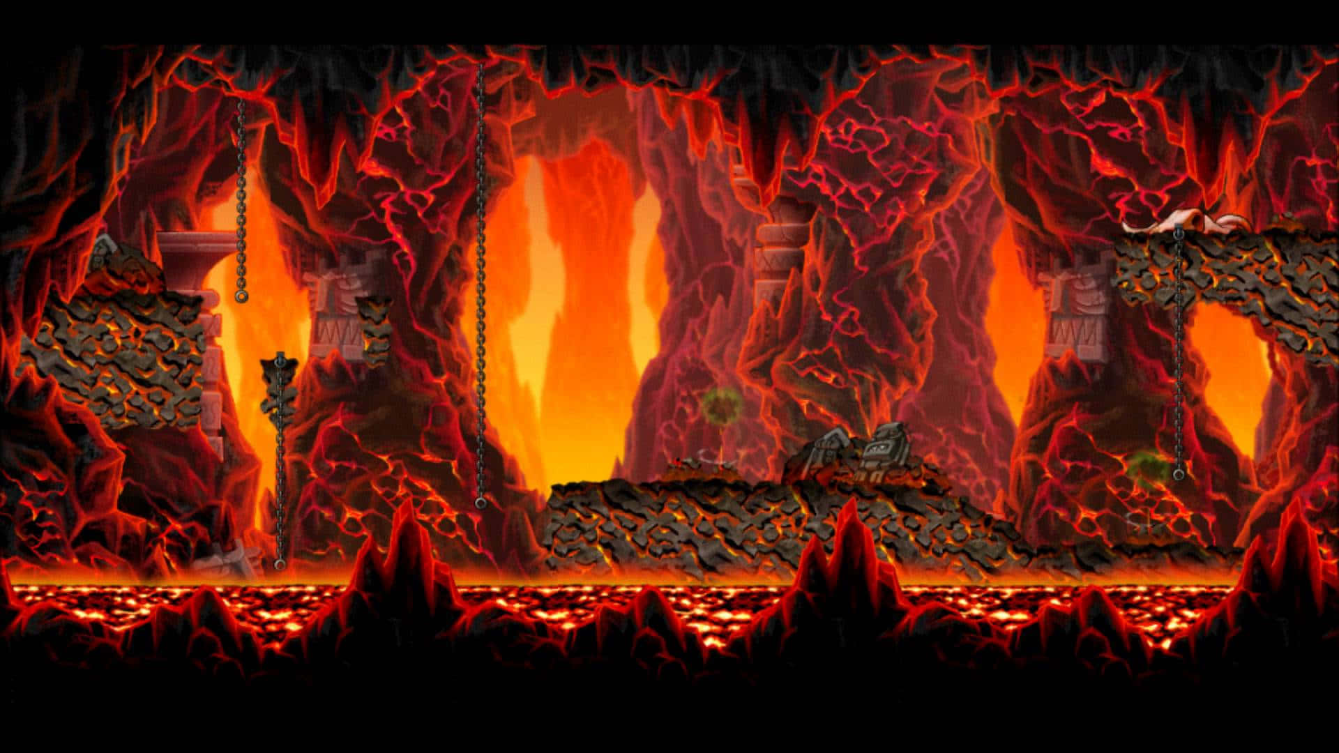 A Screenshot Of A Game With A Lava Scene