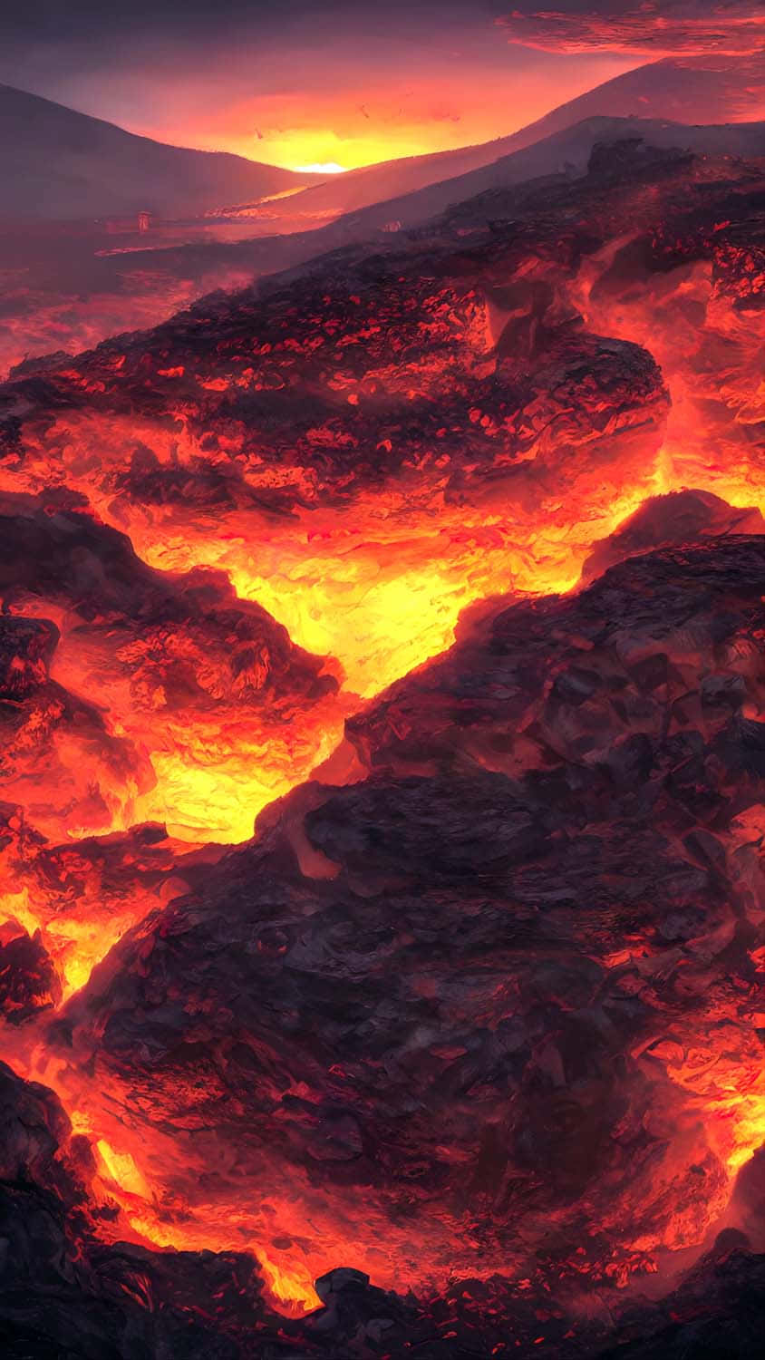 Intense heat emanating from a volcano in the form of molten lava