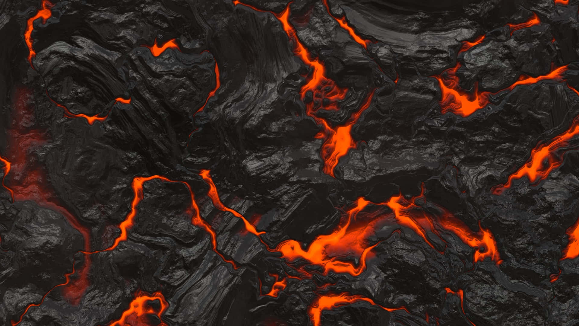 Bright, Boiling Lava Pouring Down A Volcano