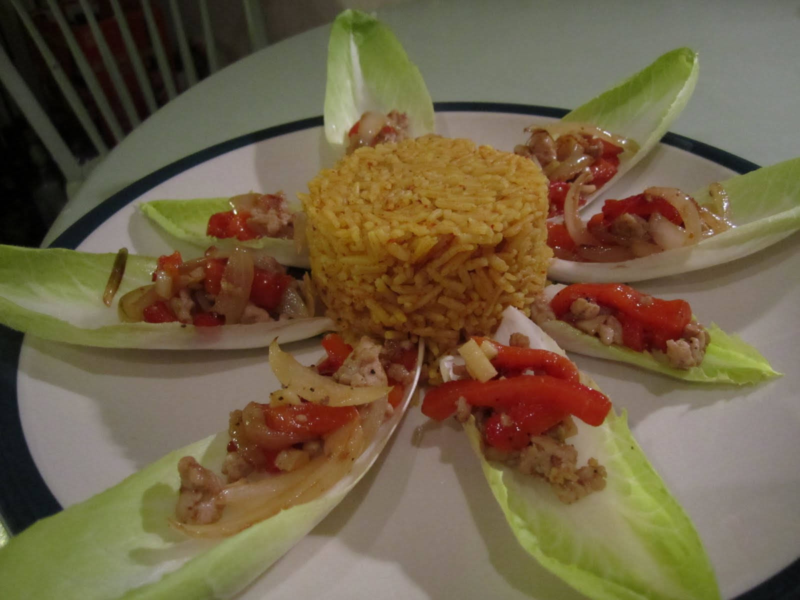 Delicate Stuffed Endive Served with Lava Rice Wallpaper