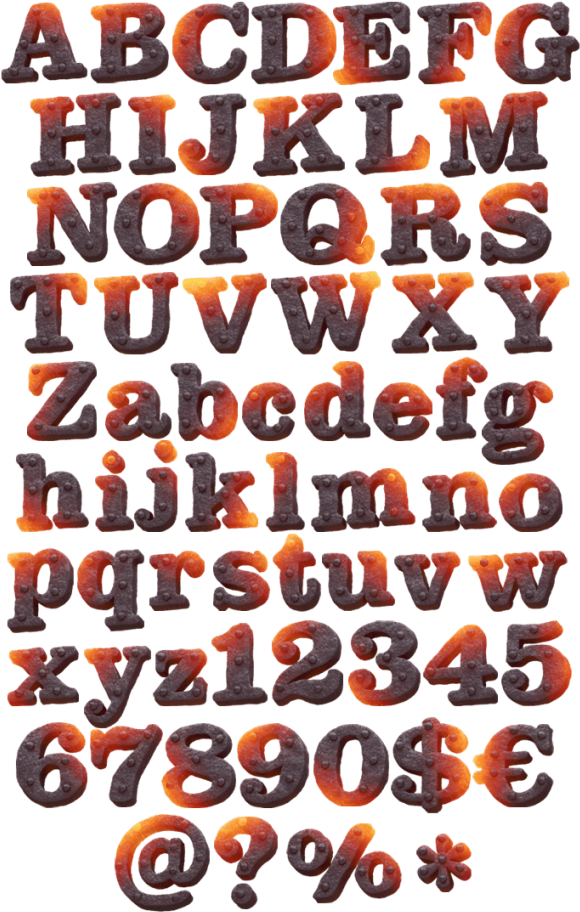 Lava Style Alphabet Font PNG