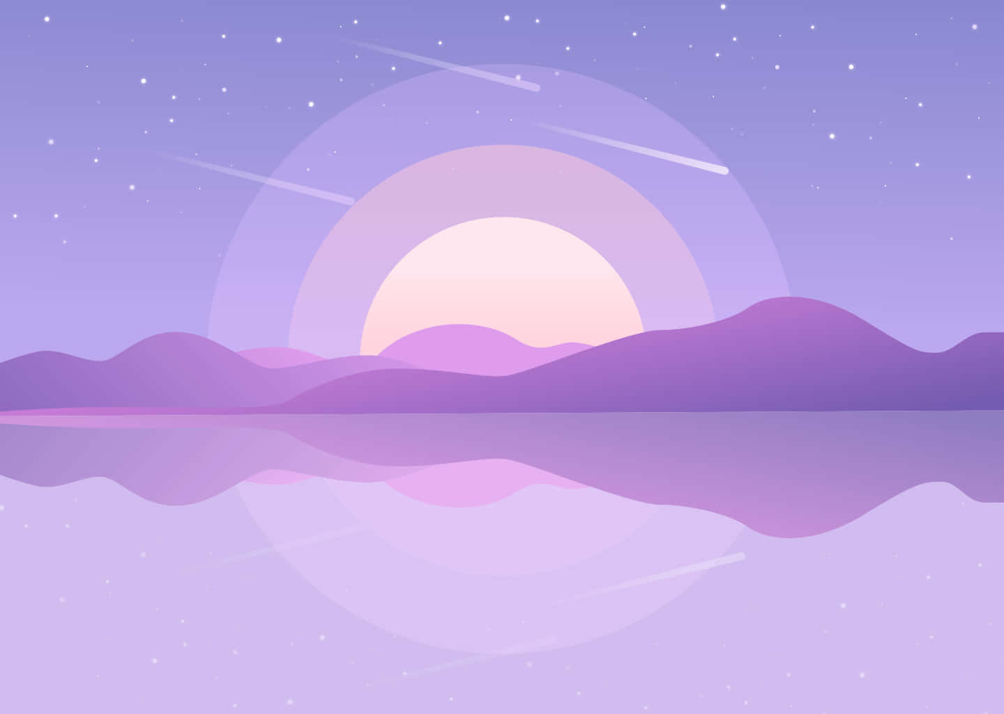 A Purple Sunset With Mountains And Water Wallpaper