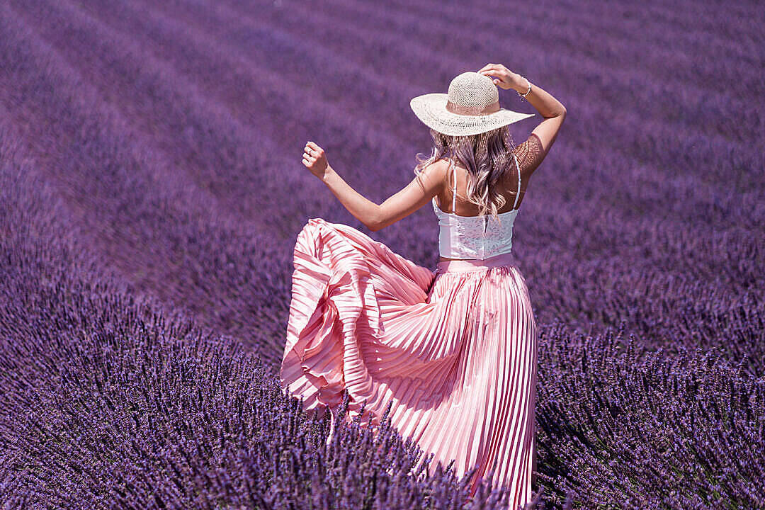 Lavender Aesthetic Woman In A Pink Skirt Wallpaper