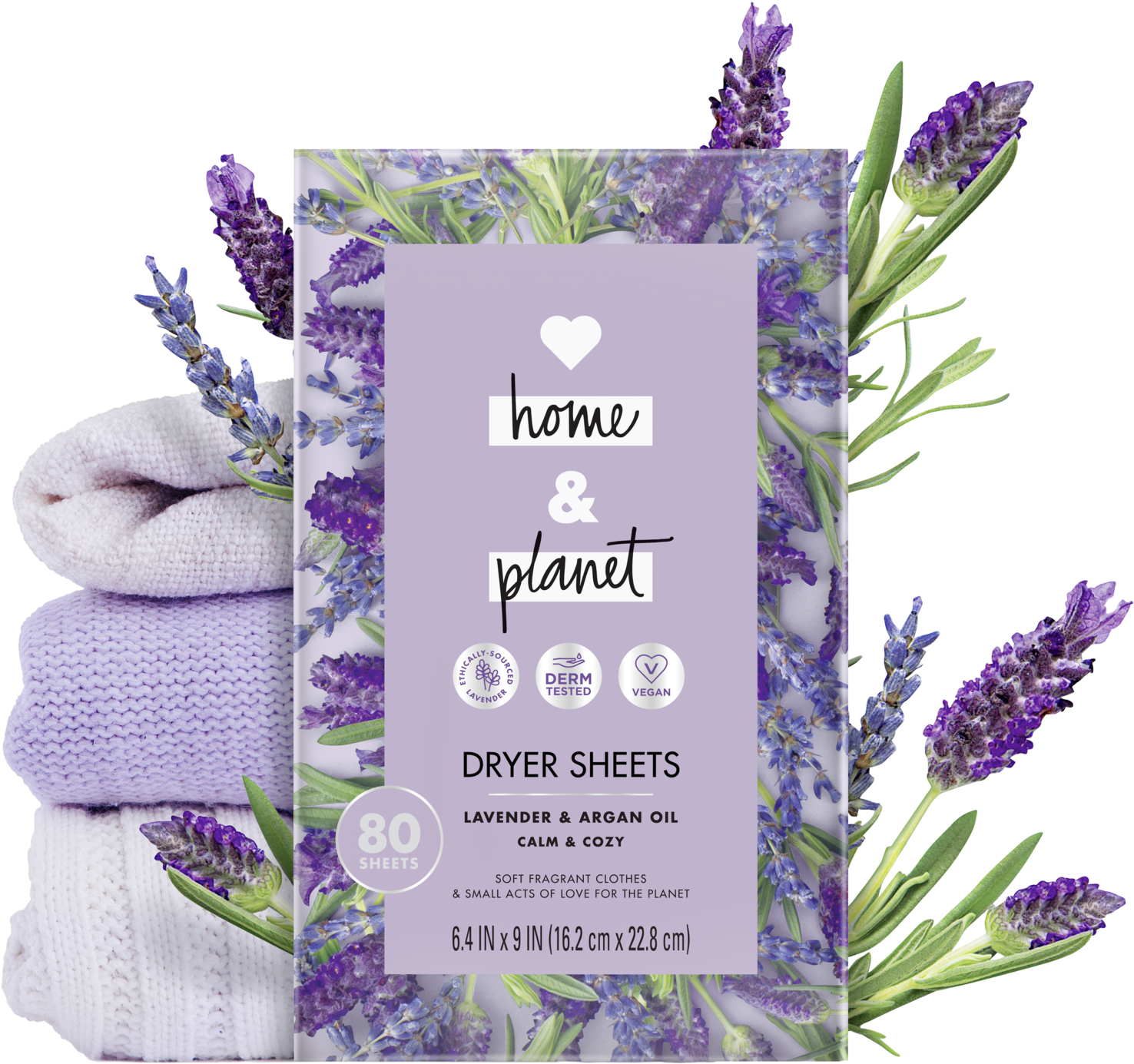 Lavender Argan Dryer Sheets Packaging PNG