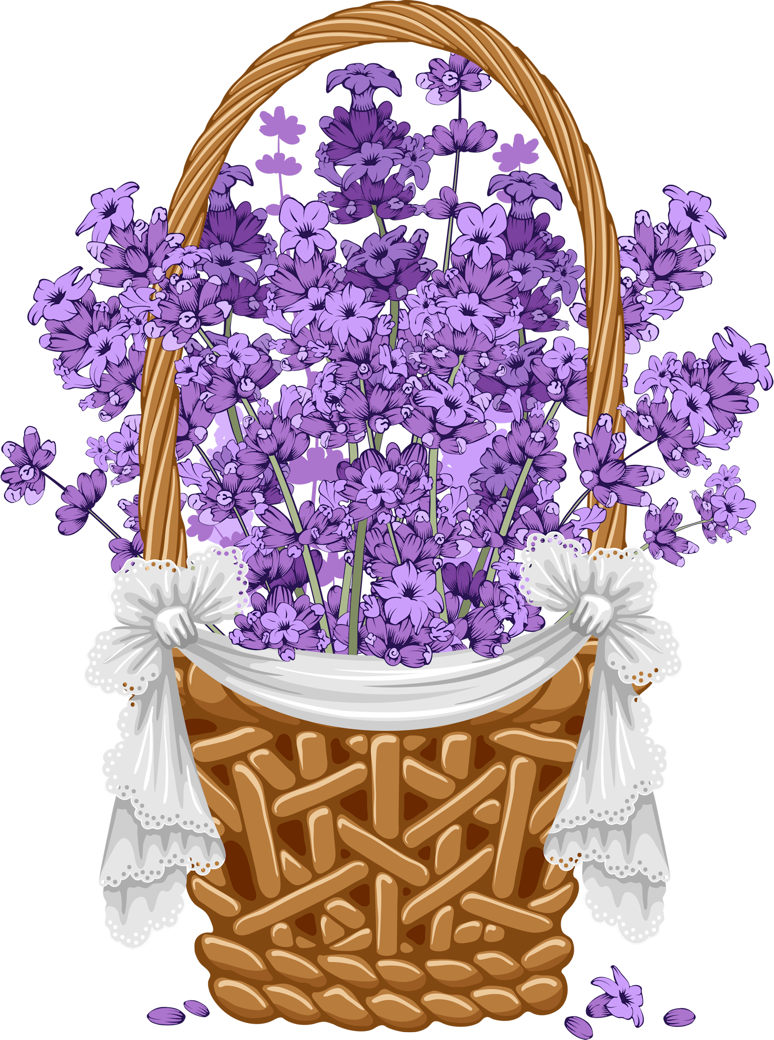 Lavender Basket Illustration PNG