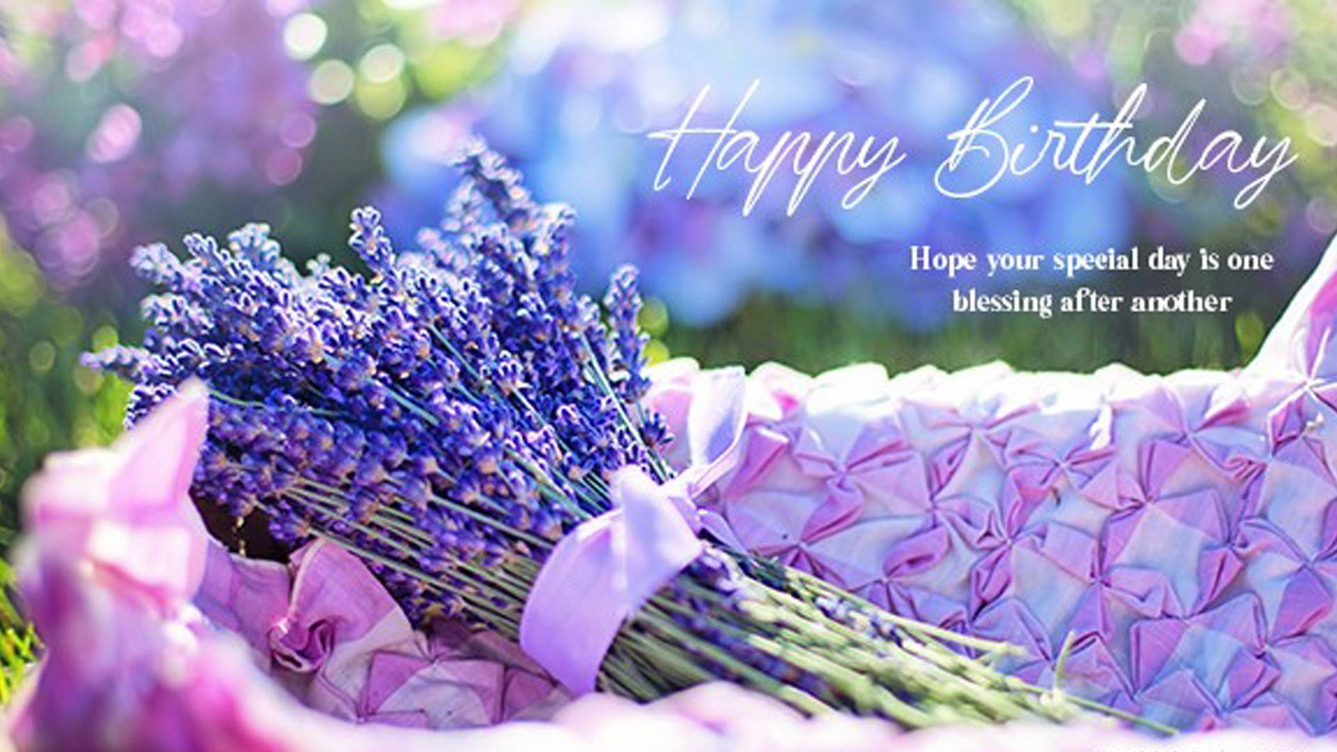 Lavender Bouquet Happy Birthday Flowerr Wallpaper