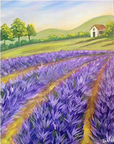 Lavender Field Painting PNG