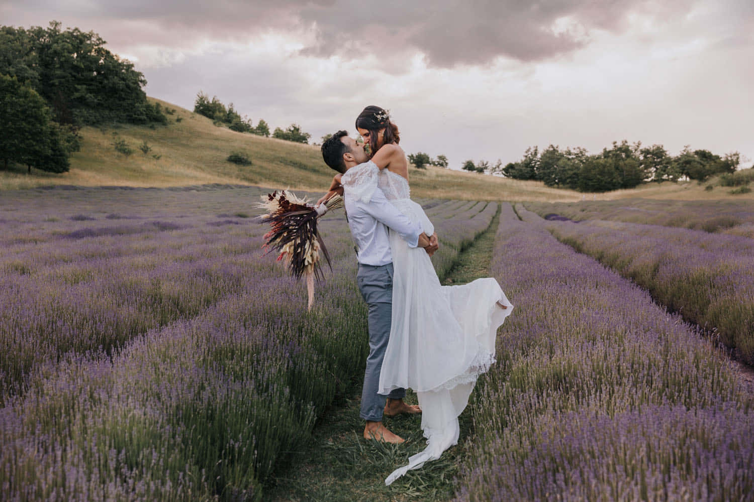 "Take in the beautiful sight of nature's symphony: A stunning lavender field"