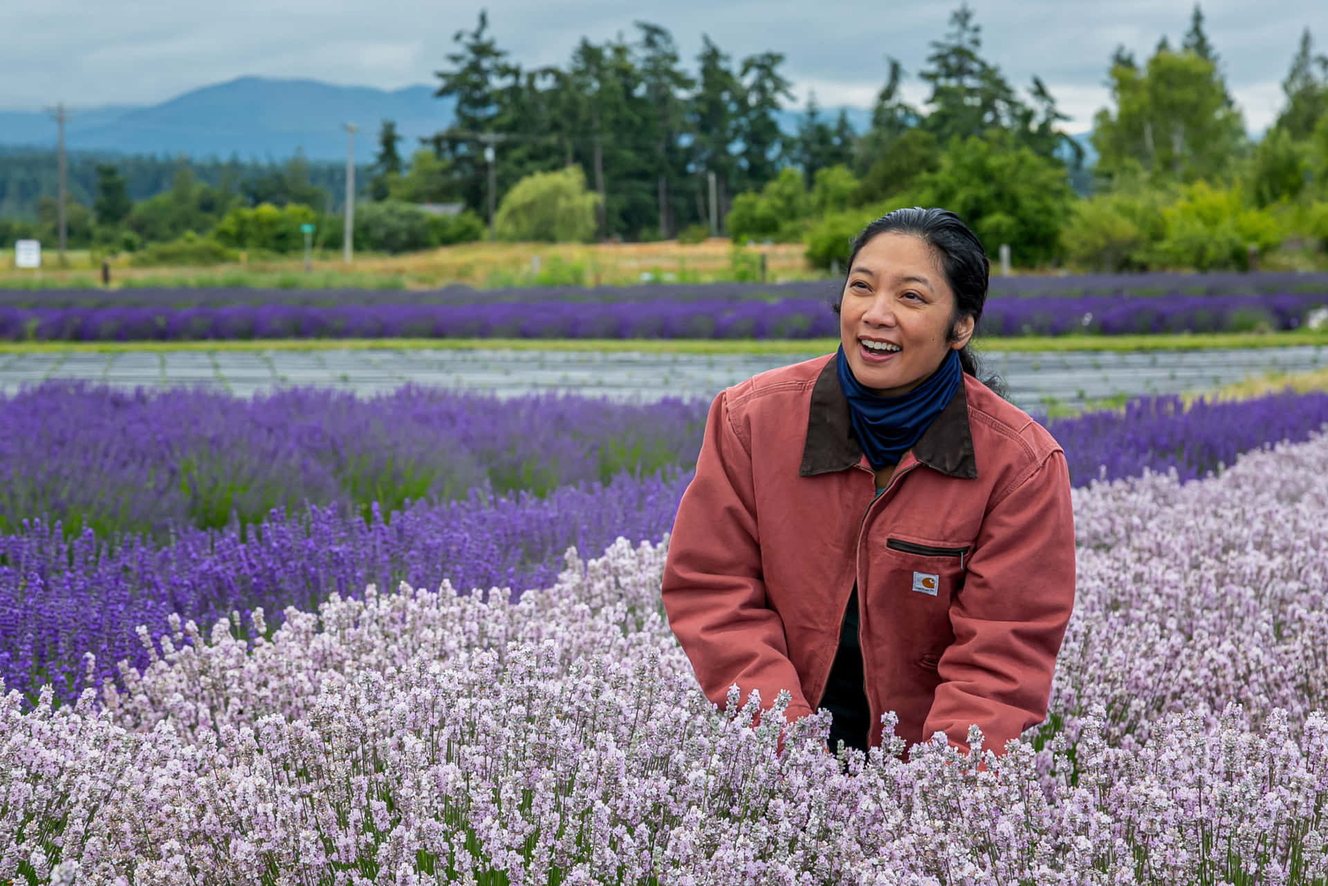 A Woman In A Lavender Field Smiling