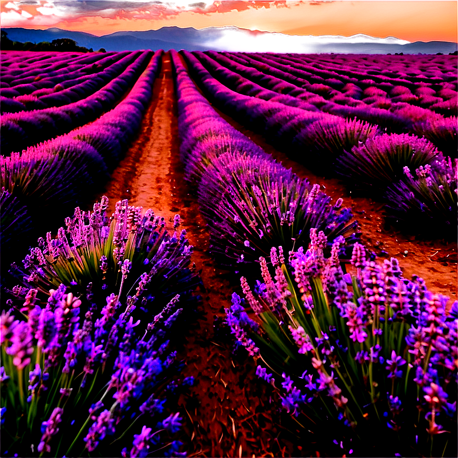 Lavender Field Sunset Png 06132024 PNG