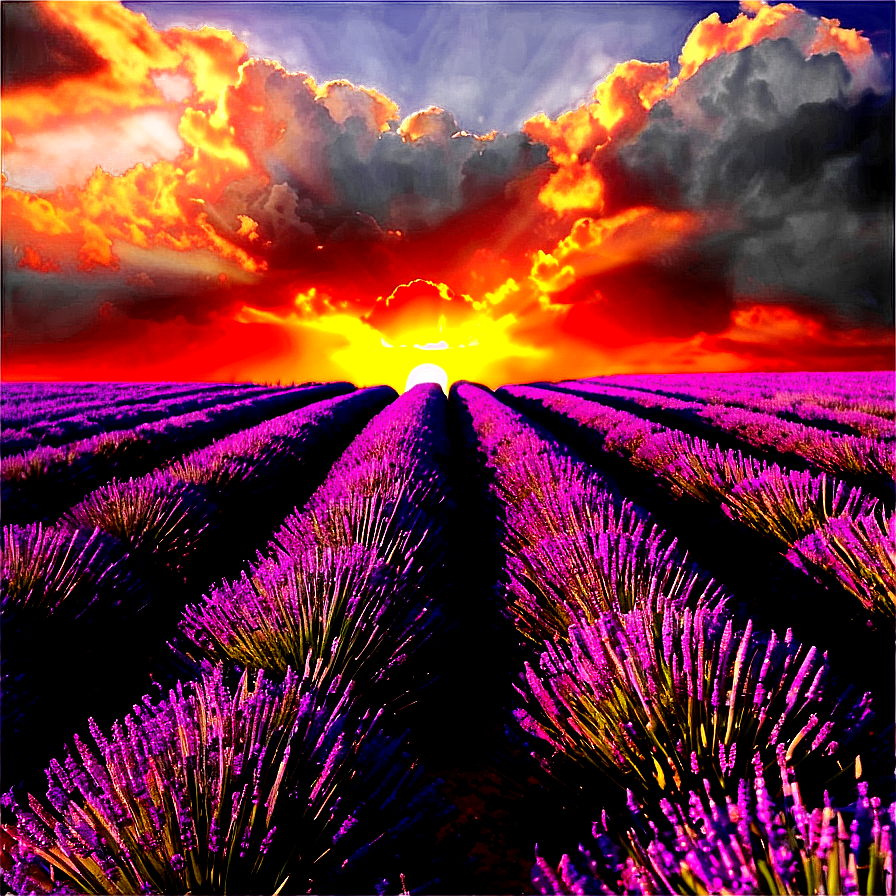 Lavender Field Sunset Png 06132024 PNG
