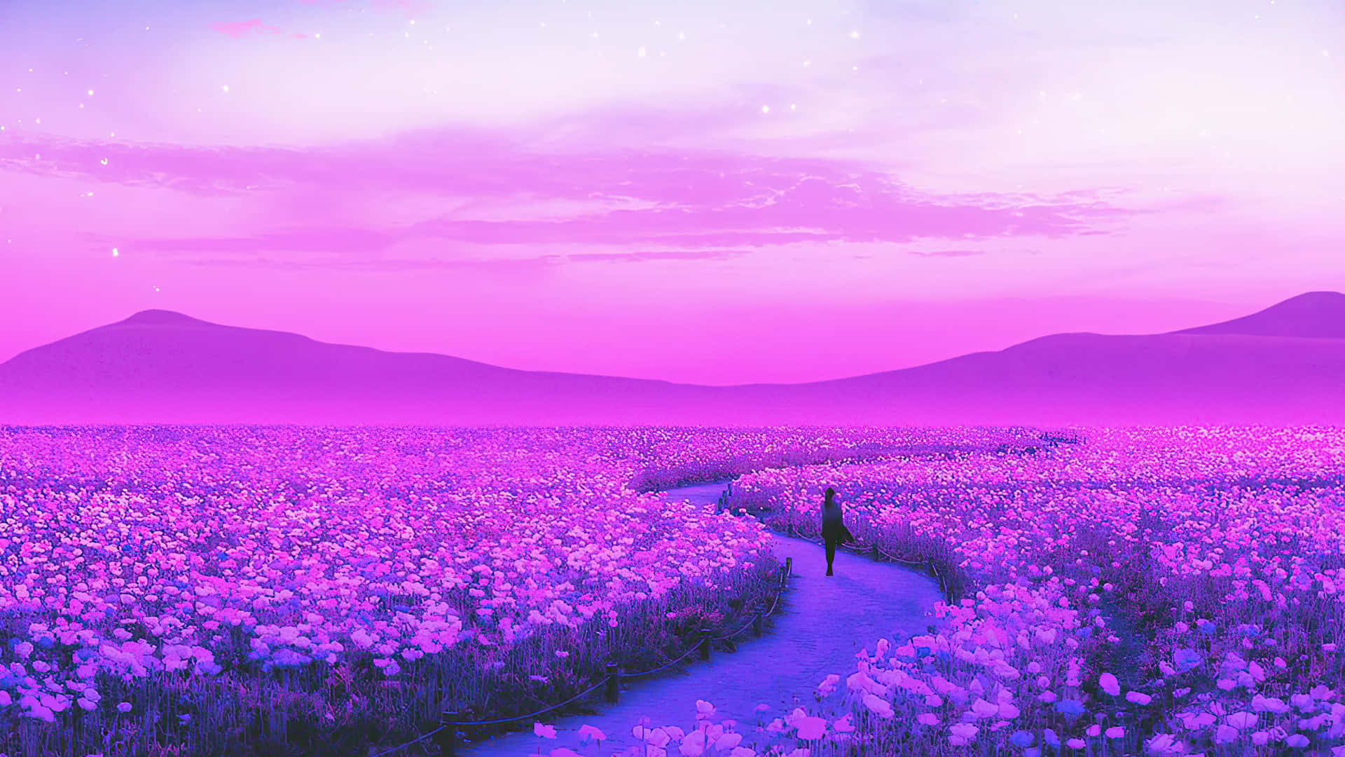 "Take a walk through the stunning lavender field and marvel at its beauty" Wallpaper