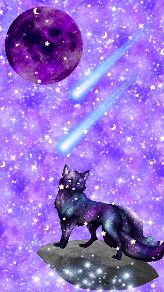 Lavandanebulosa Galaxia Cool Con Lobo Fondo de pantalla