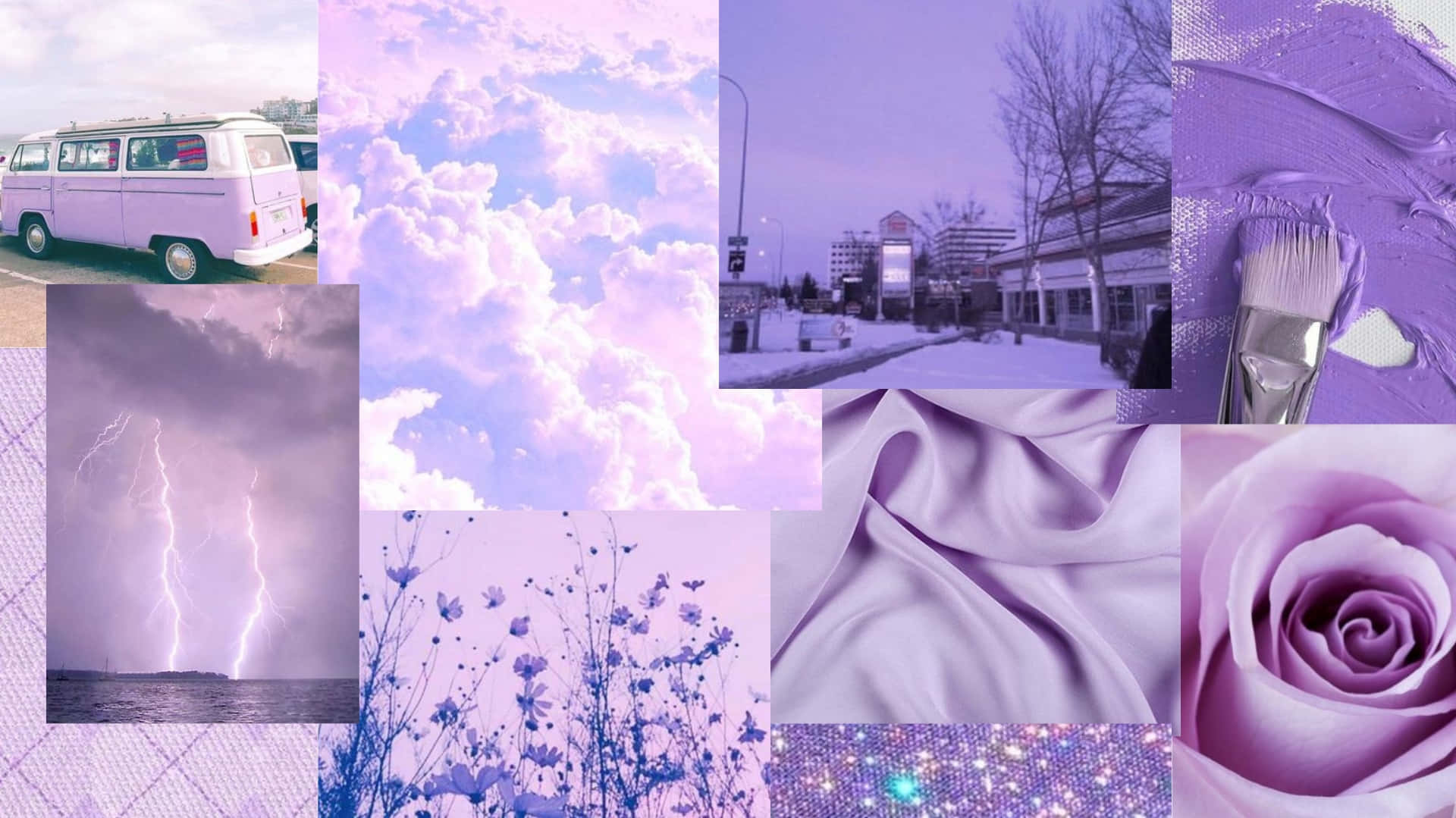 Lavender Hued Collage Aesthetic.jpg Wallpaper