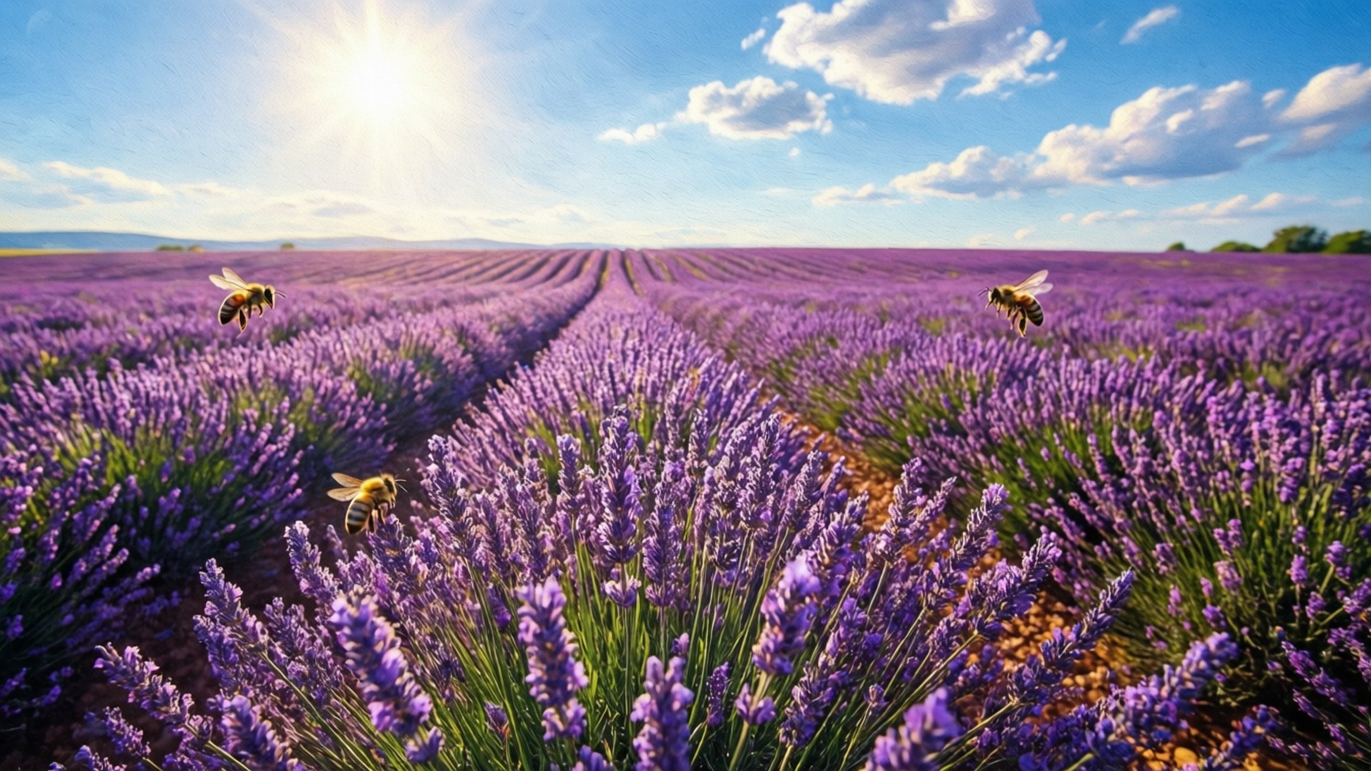 Lavendel Juni Felder Wallpaper