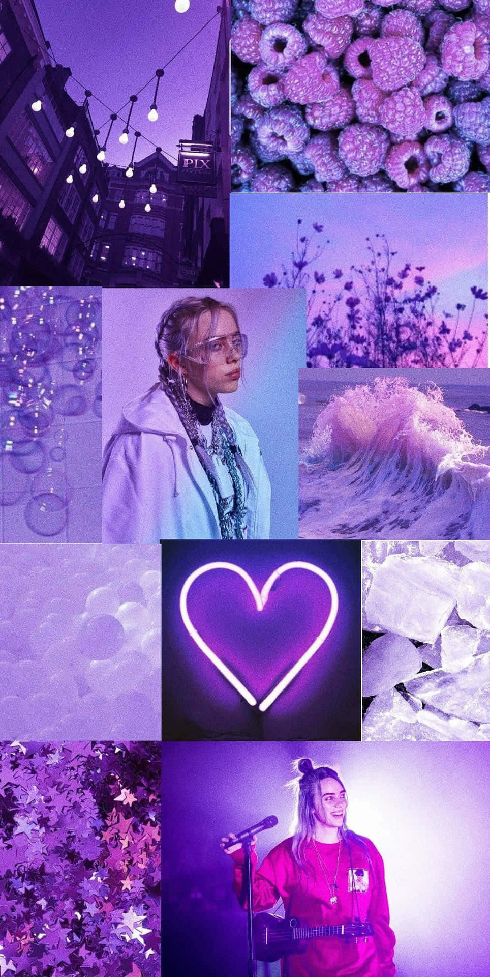 Billies Eilish Lavender Purple Collage Wallpaper