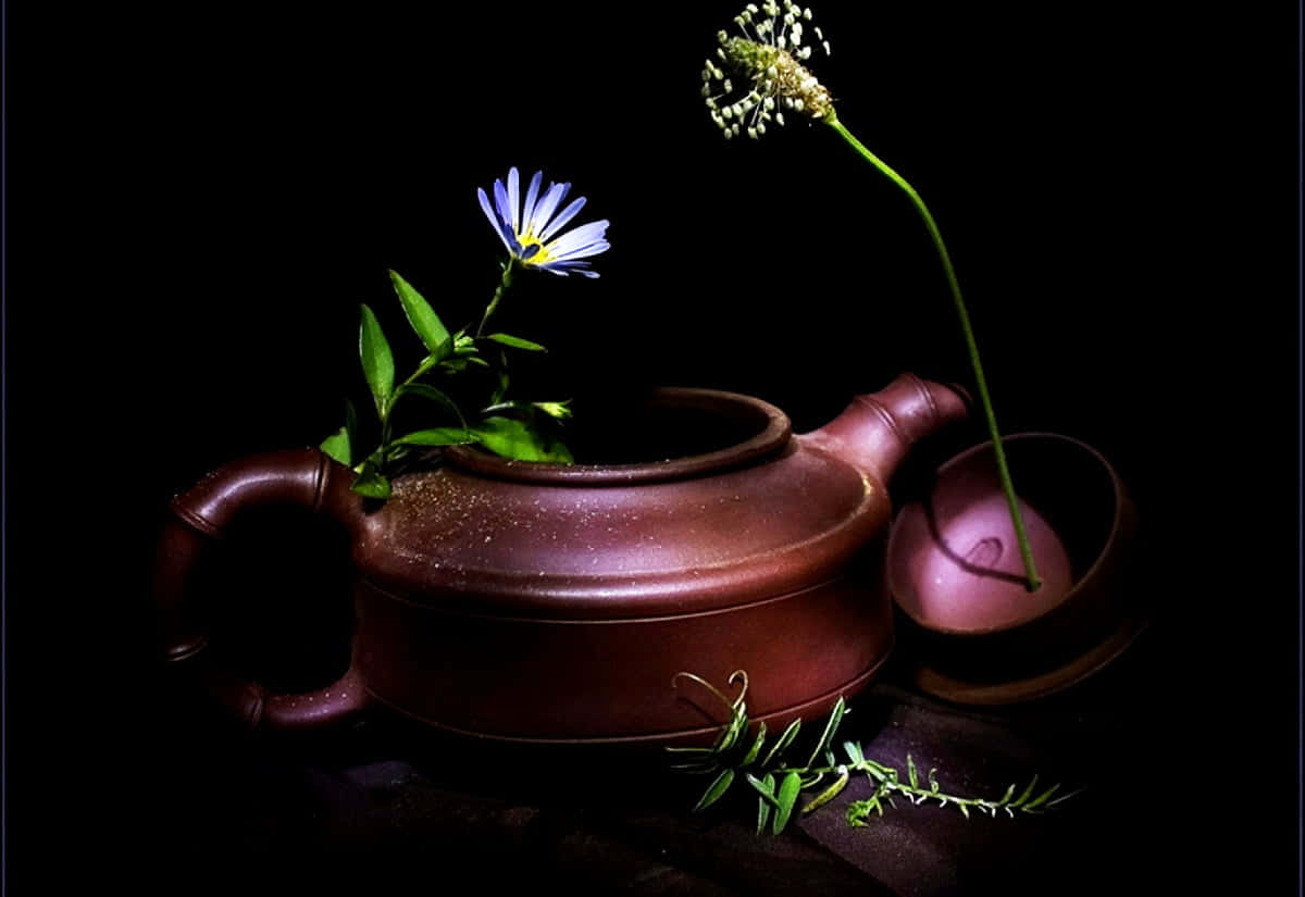 Enchanting Lavender Tea Still Life Art Wallpaper