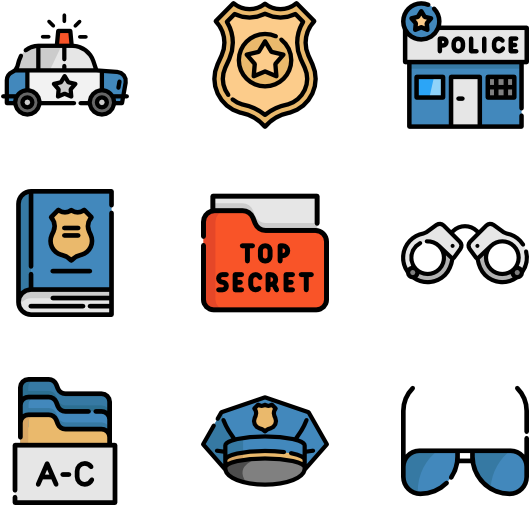 Law Enforcement Icons Set PNG