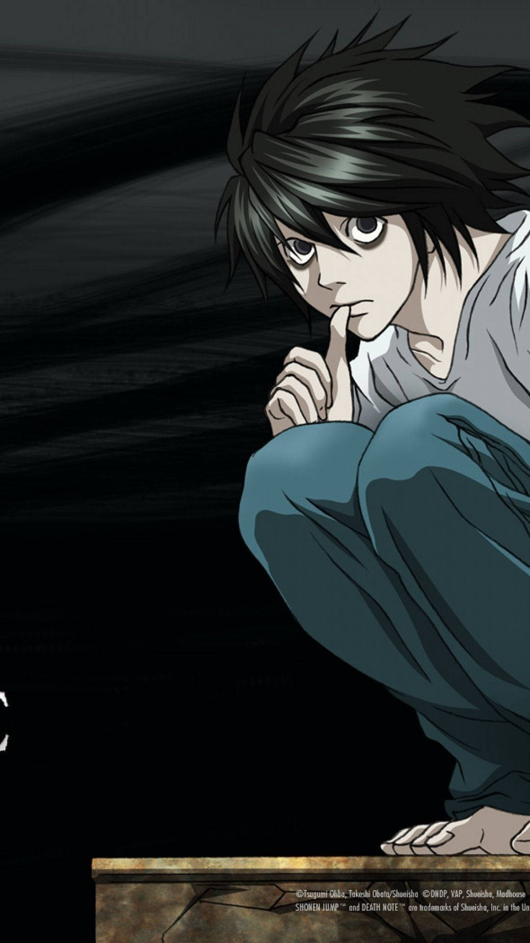 Lawliet Crouched On Platform Death Note iPhone Wallpaper