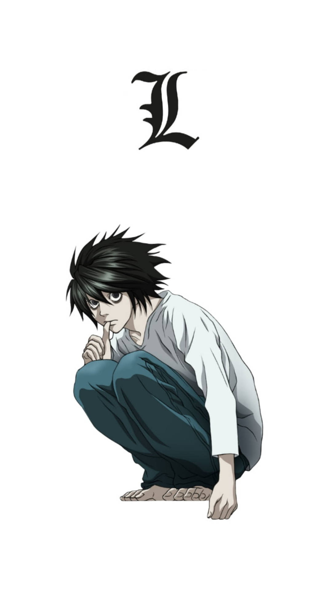 Lawliet Sitting Death Note Phone Wallpaper