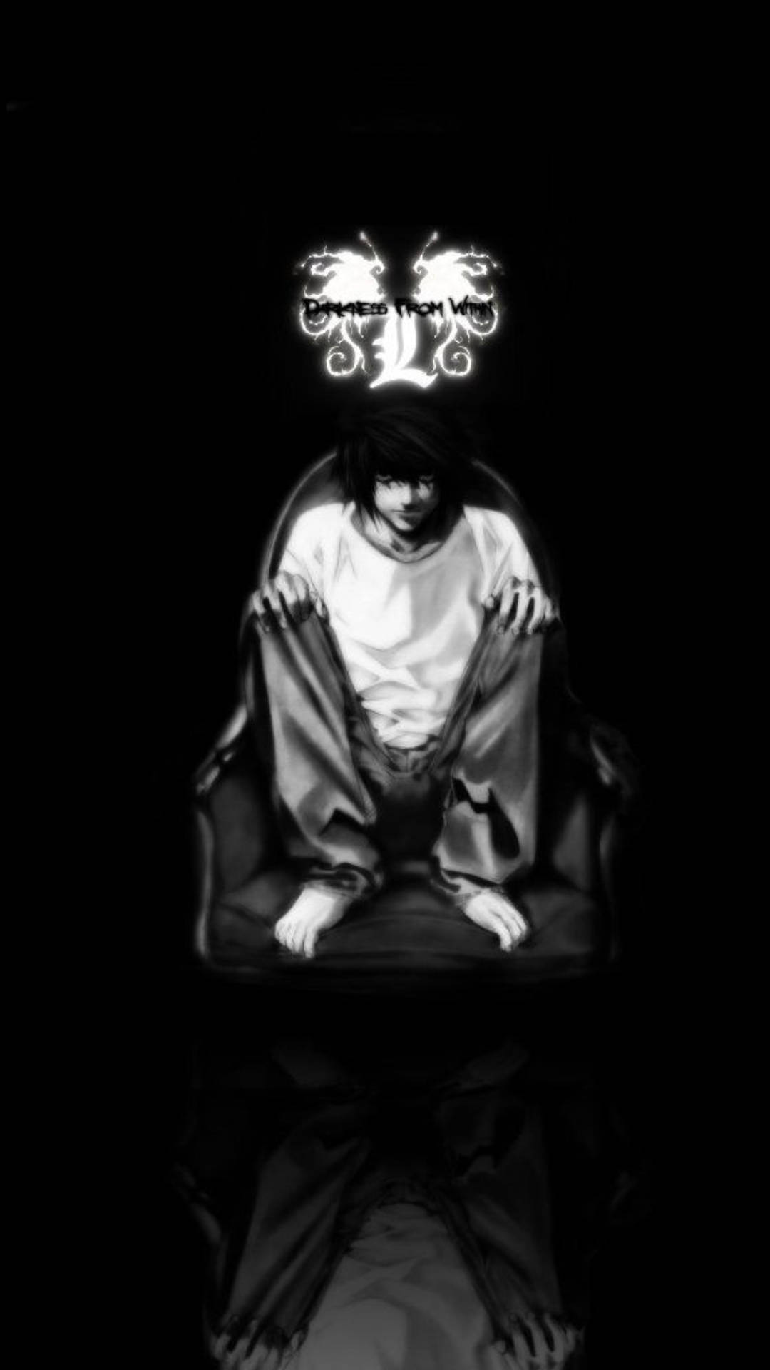Lawliet Sitting On Chair Death Note iPhone Wallpaper