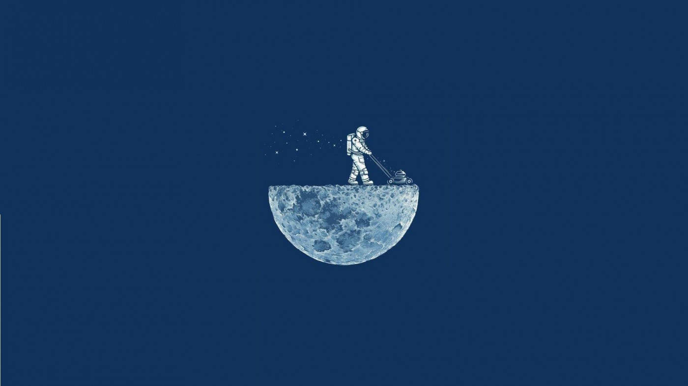Lawn Mower On The Moon Illustration Art Picture