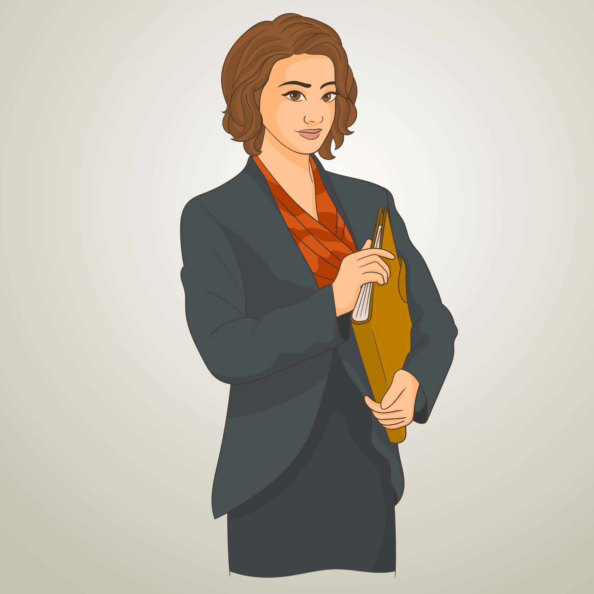 A Woman In A Suit Holding A Folder Wallpaper