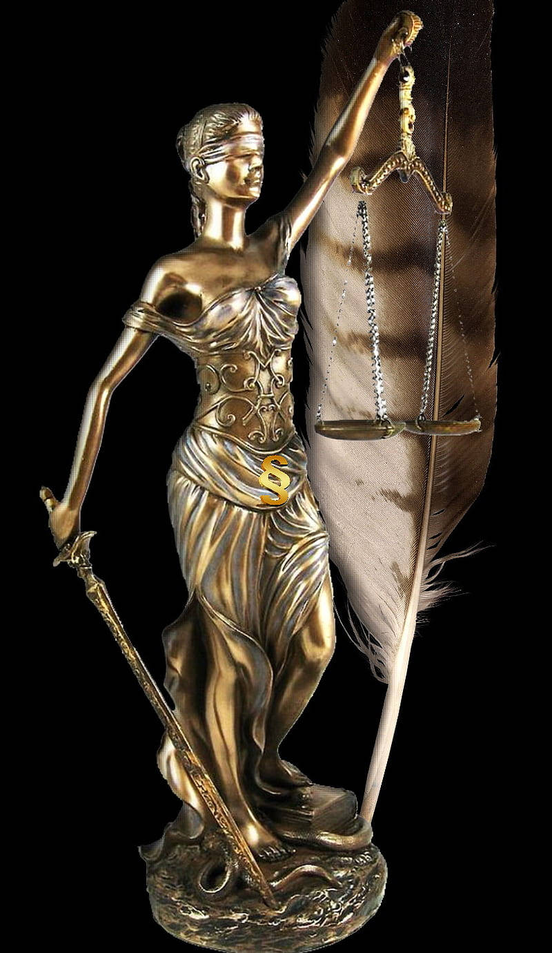 Lawyer Quill And Lady Justice Wallpaper