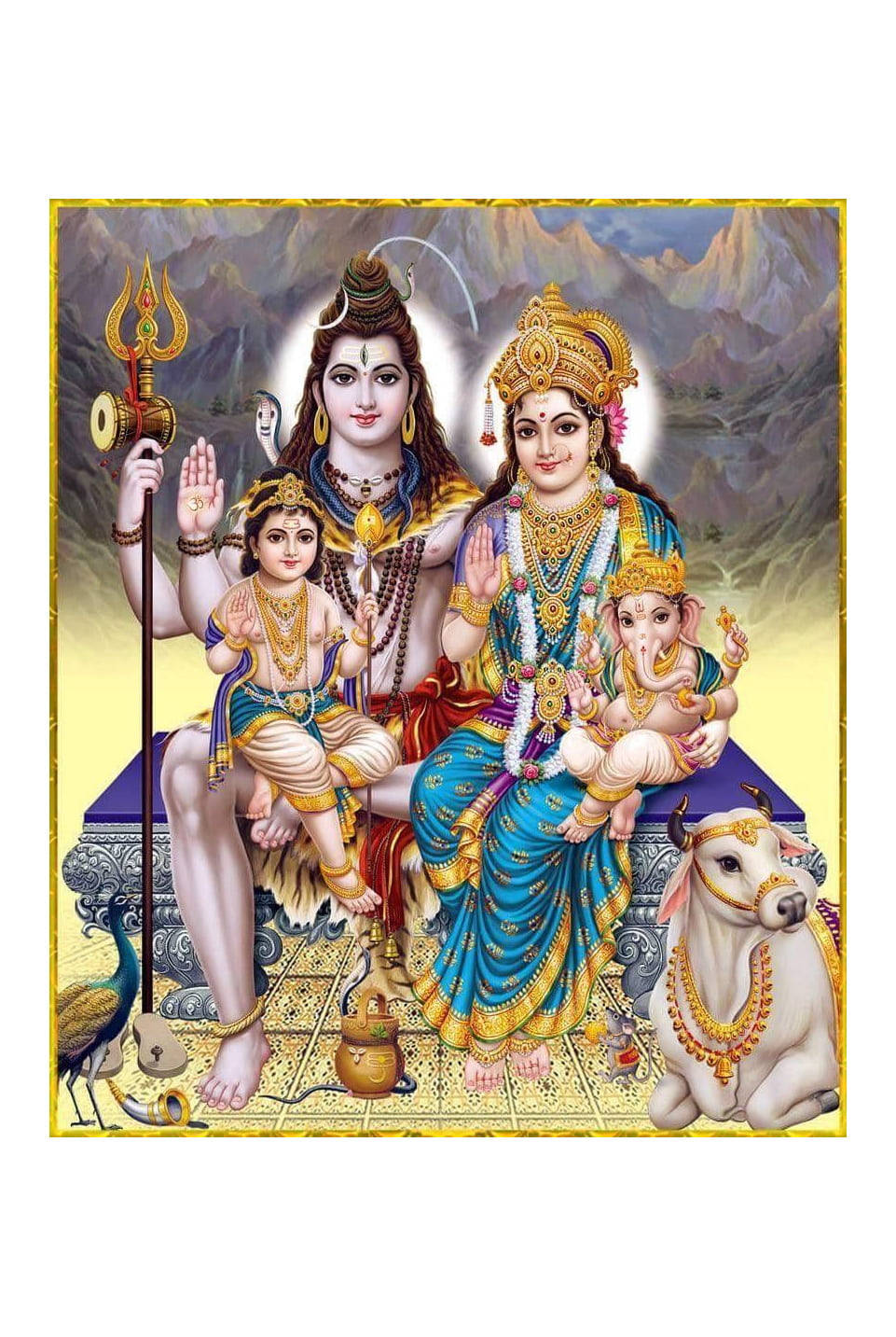 Laxmiganesh Saraswati Shiva Arte Della Montagna. Sfondo