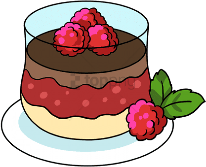 Layered Raspberry Mousse Cake Illustration PNG