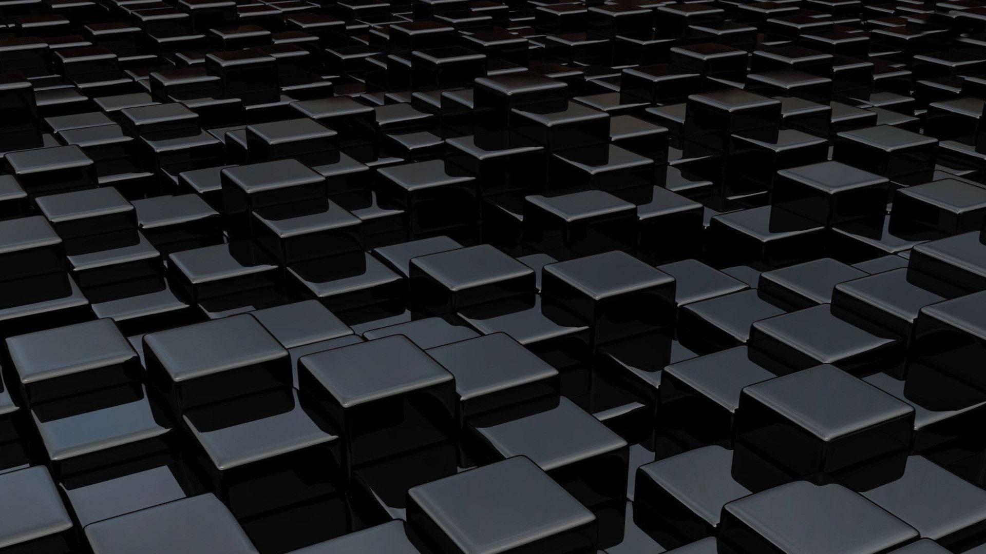 Layered Square Black 3d Wallpaper